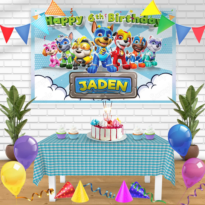 Mighty Pups Paw Patrol Team Bn Birthday Banner Personalized Party Backdrop Decoration