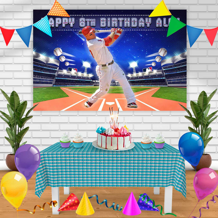 Mike Trout Angels Birthday Banner Personalized Party Backdrop Decoration