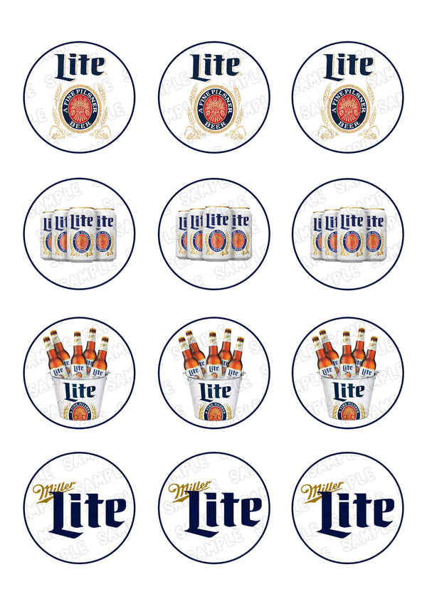 Miller Lite Edible Cupcake Toppers