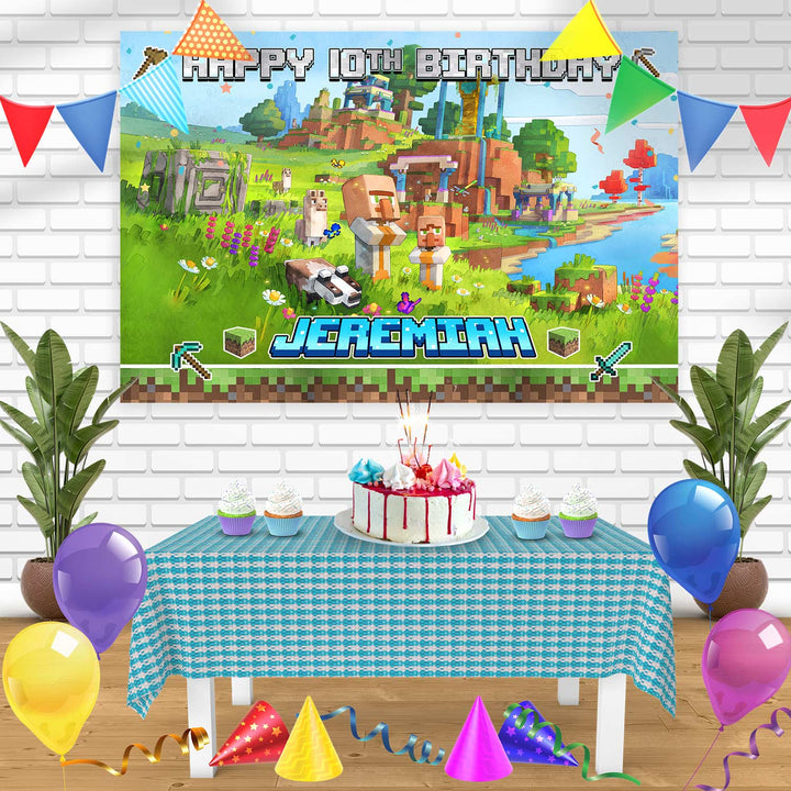 Minecraft Legends CC Bn Birthday Banner Personalized Party Backdrop Decoration