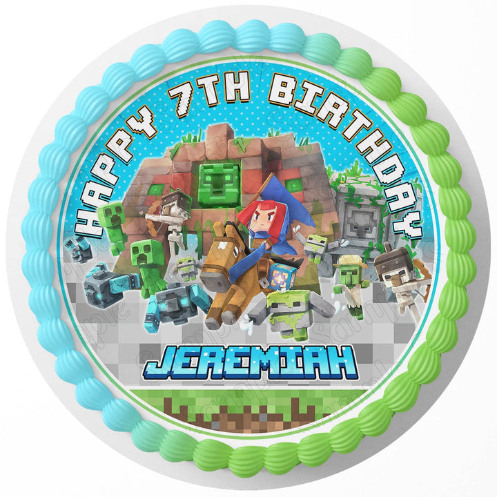 Minecraft Legends MT Rd Edible Cake Toppers Round