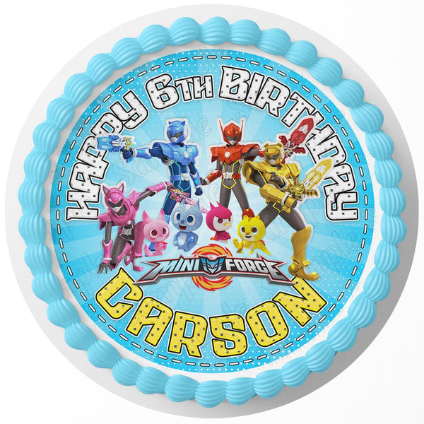 Miniforce Kids Rd Edible Cake Toppers Round