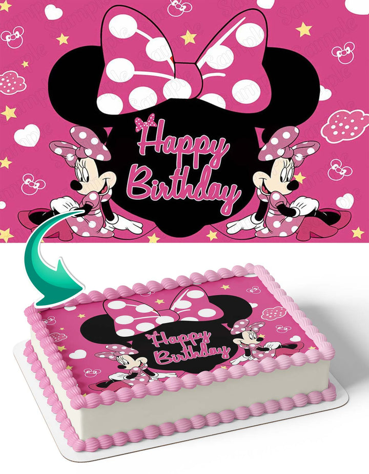 Minnie Mouse Black Pink Face Silhouette PB Edible Cake Toppers –  Ediblecakeimage