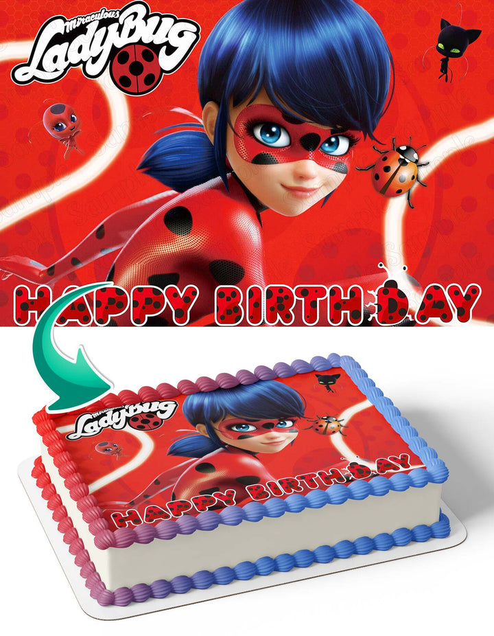 Miraculous Tales of Ladybug and Cat Noir RB Edible Cake Toppers