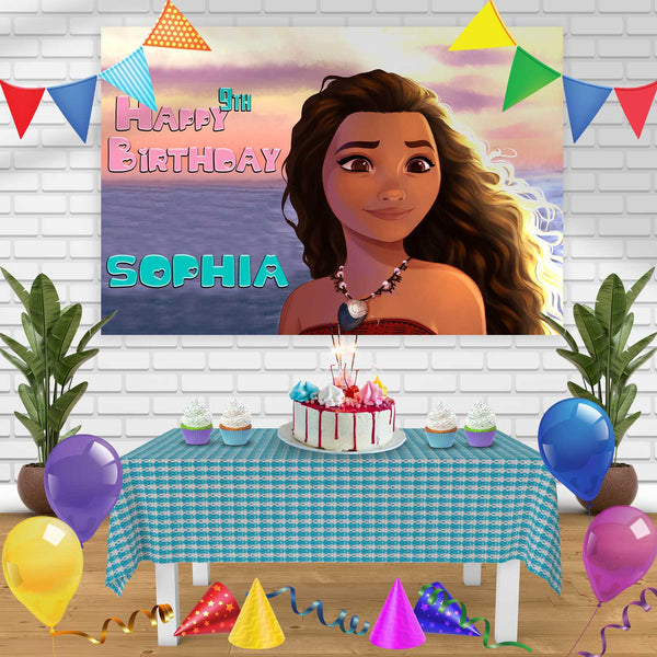 Moana Birthday Banner Personalized Party Backdrop Decoration