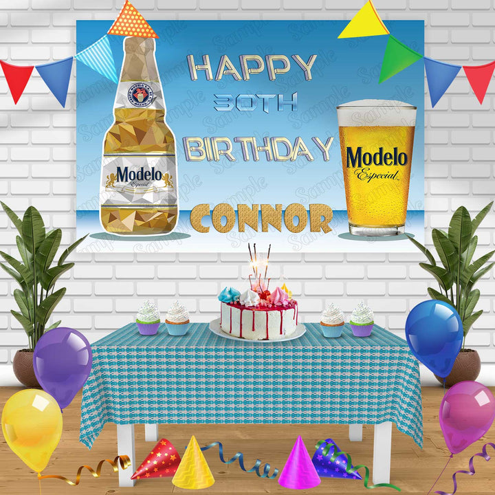 Modelo Birthday Banner Personalized Party Backdrop Decoration