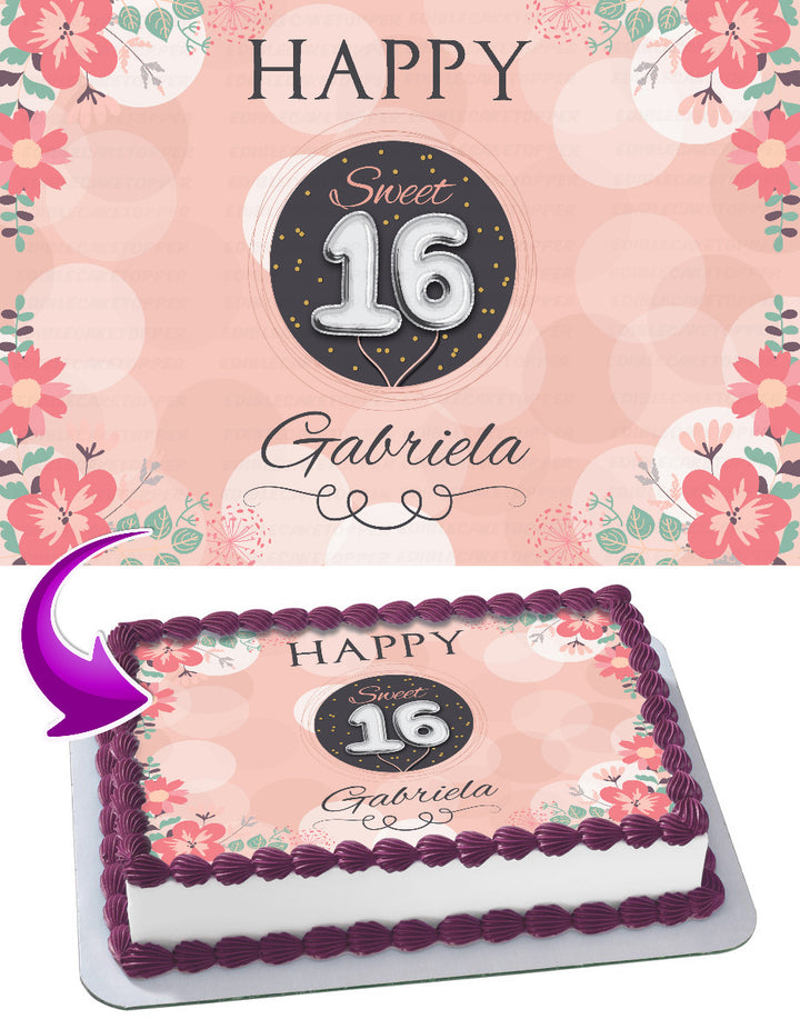 Happy Sweet 16 Edible Cake Toppers