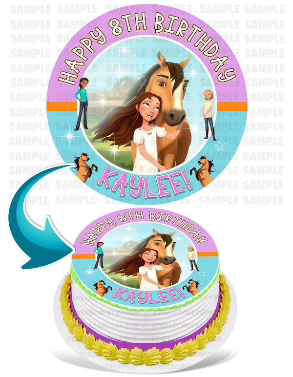 Spirit Riding Free Edible Cake Toppers Round