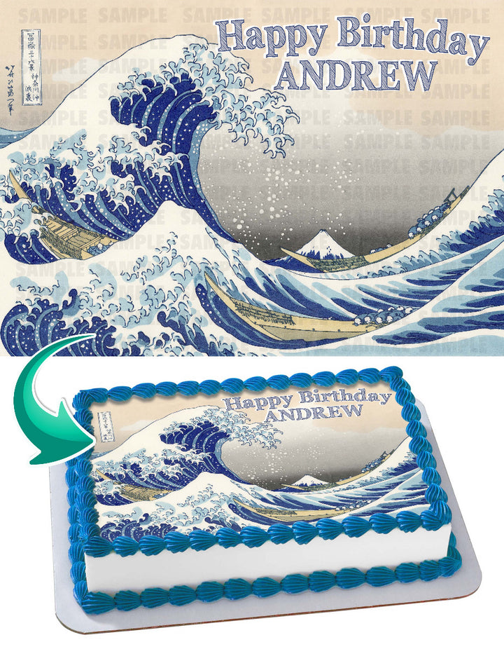 The Great Wave off Kanagawa Edible Cake Toppers