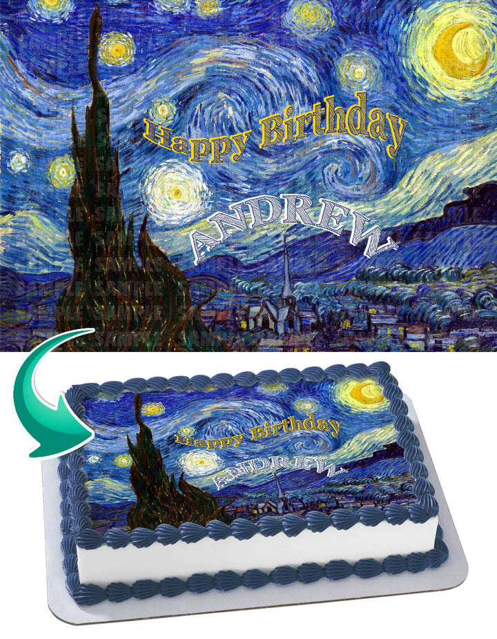 The Starry NightVincent van Gogh Edible Cake Toppers