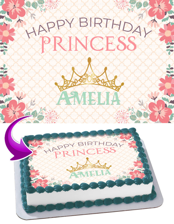 Happy Birthday Princess Edible Cake Toppers