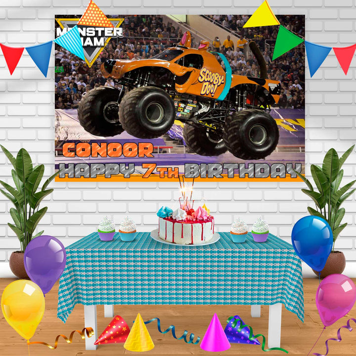 MONSTER JAM Scooby Doo Birthday Banner Personalized Party Backdrop Decoration