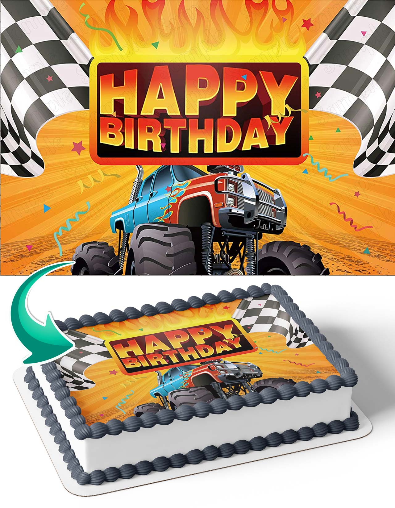 Monster Trucks MT Edible Cake Toppers – Ediblecakeimage