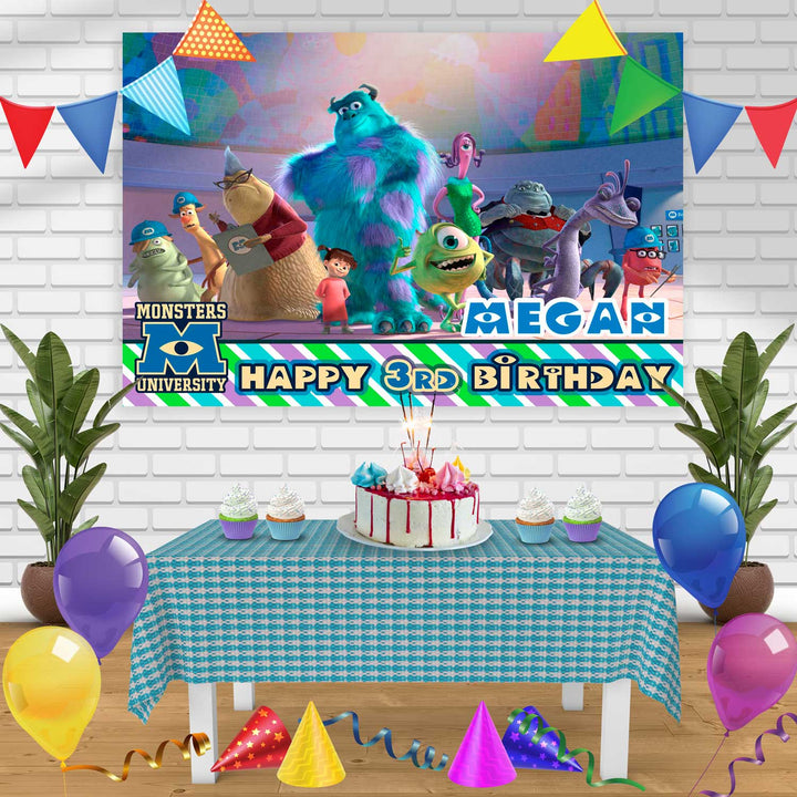 Monsters Inc Birthday Banner Personalized Party Backdrop Decoration
