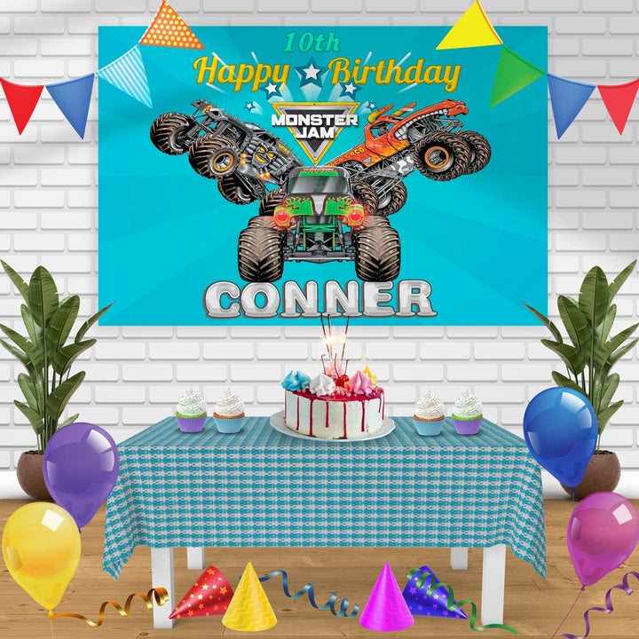 MONSTERTRUCK 4 Birthday Banner Personalized Party Backdrop Decoration