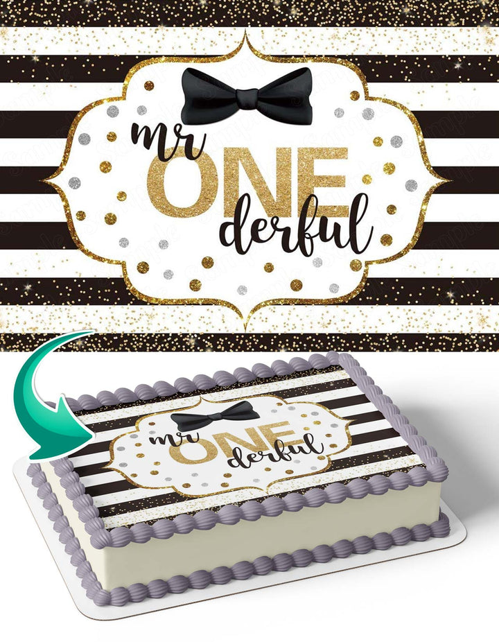 Mr One Derful Baby Boy 1st Edible Cake Toppers