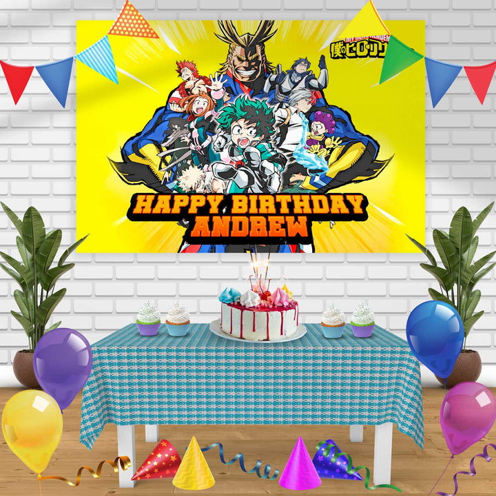 My Hero Academia Birthday Banner Personalized Party Backdrop Decoration