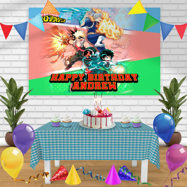 My Hero Academia izuku Midoriya Katsuki Bakugo Shoto Todoroki Birthday Banner Personalized Party Backdrop Decoration