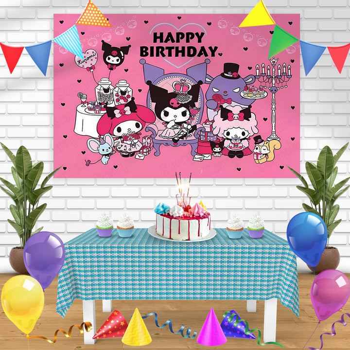 My Melody and Kuromi Bn Birthday Banner Personalized Party Backdrop Decoration