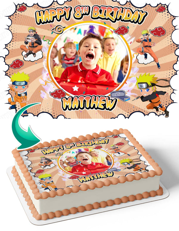 Naruto V2 Photo Frame Edible Cake Topper Image