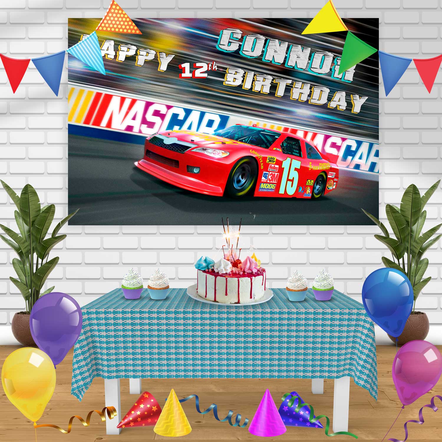 nascar Birthday Banner Personalized Party Backdrop Decoration ...