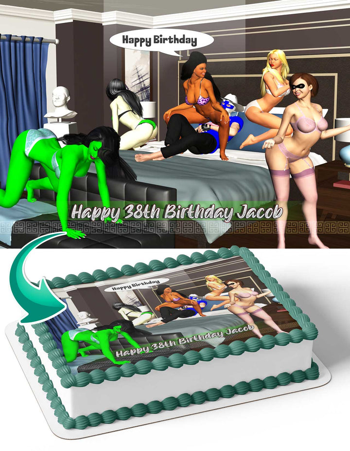 Naughty Birthday Boy Girl Bachelorette NB1 Erotic Adult Sexy Funny Edible Cake Toppers