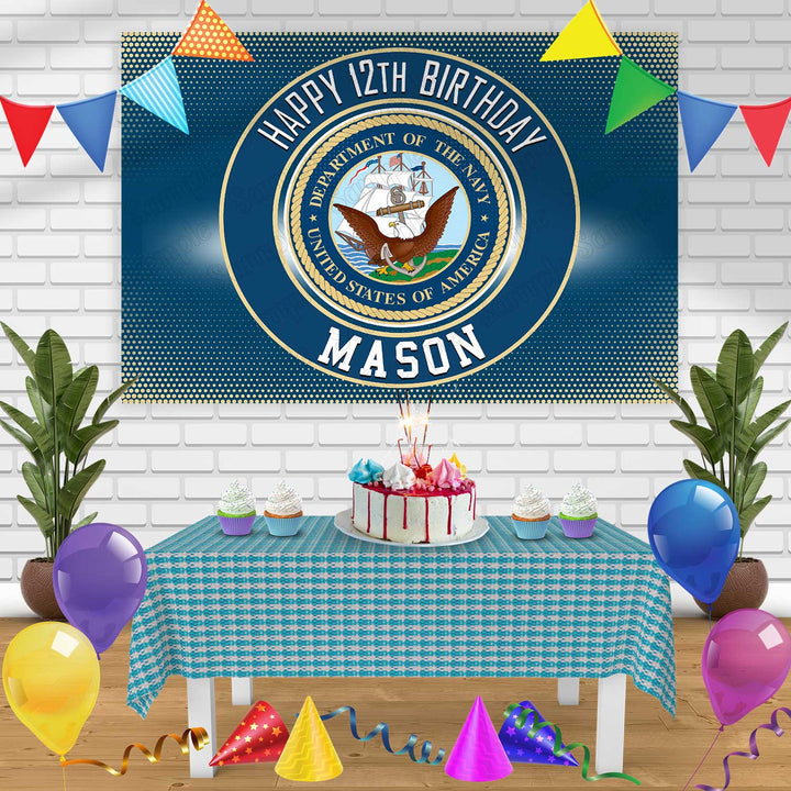 Navy Seal USN Birthday Banner Personalized Party Backdrop Decoration