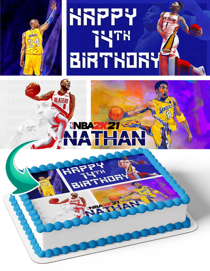 NBA 2K21 Basketball Edible Cake Toppers