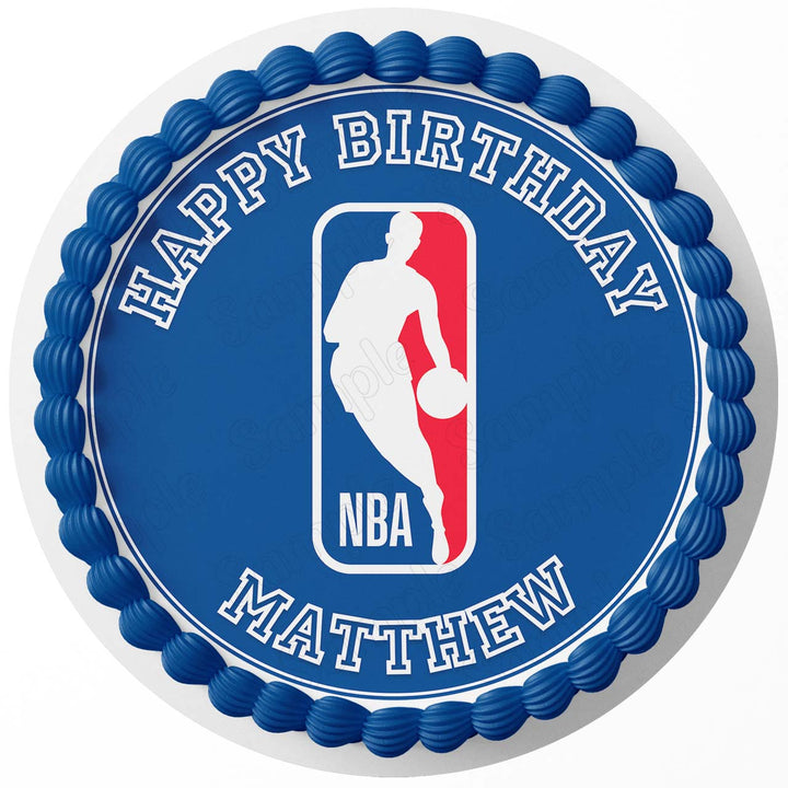 NBA Logo Basketball Edible Cake Toppers Round – Ediblecakeimage
