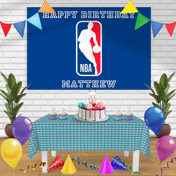 NBA Logo Basketball RG Birthday Banner Personalized Party Backdrop Decoration