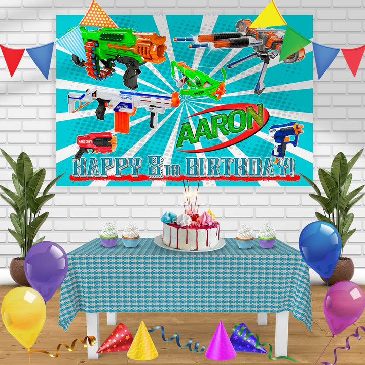 nerf 2 Birthday Banner Personalized Party Backdrop Decoration