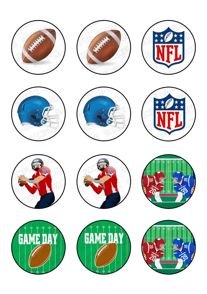 NFL Football Edible Cupcake Toppers