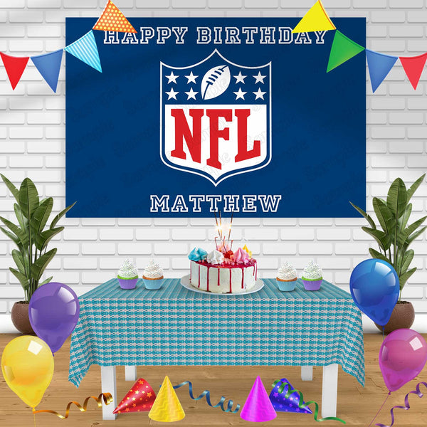 NFL Logo FootBall Birthday Banner Personalized Party Backdrop Decoration