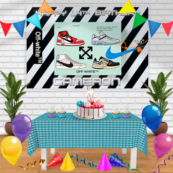 Nike Off White Jordan Birthday Banner Personalized Party Backdrop Decoration