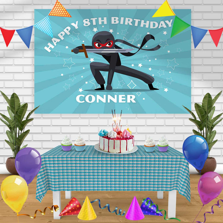 NINJA Birthday Banner Personalized Party Backdrop Decoration