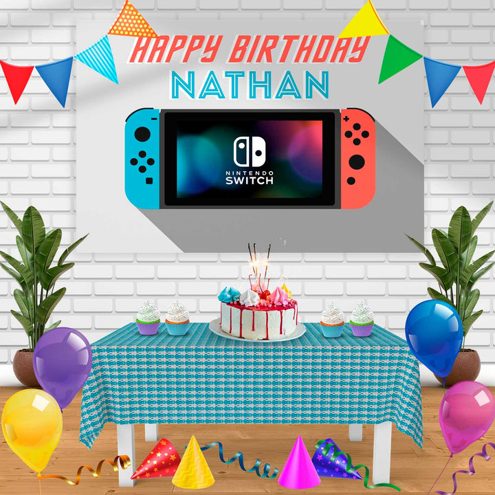 Nintendo Switch Birthday Banner Personalized Party Backdrop Decoration