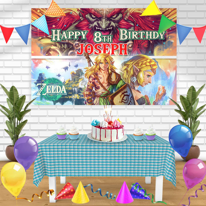 Nintendo The Legend of Zelda Tears of the Kingdom Bn Birthday Banner Personalized Party Backdrop Decoration