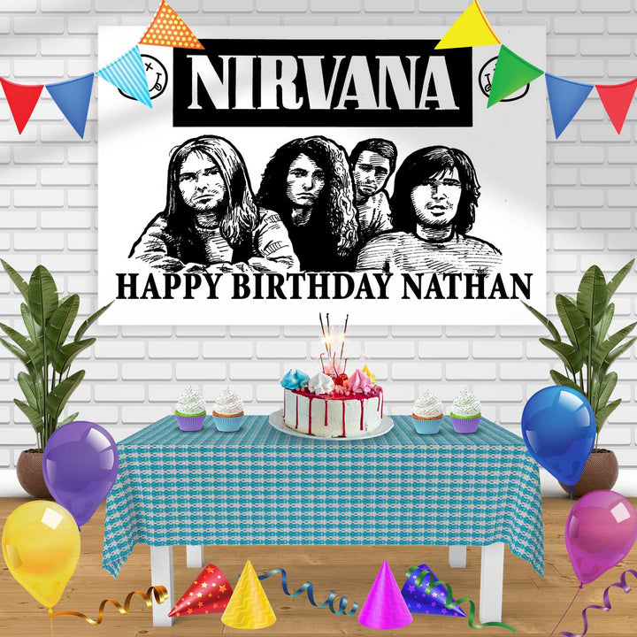 NIRVANA Birthday Banner Personalized Party Backdrop Decoration