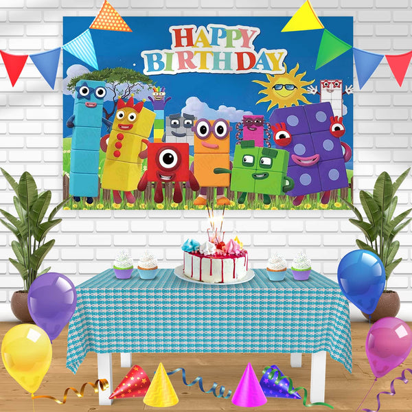 Numberblocks BB Bn Birthday Banner Personalized Party Backdrop Decoration