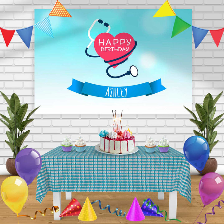 Nurse Birthday Banner Personalized Party Backdrop Decoration