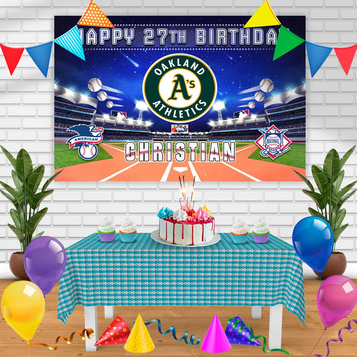 Oakland Athletics Birthday Banner Personalized Party Backdrop Decoration