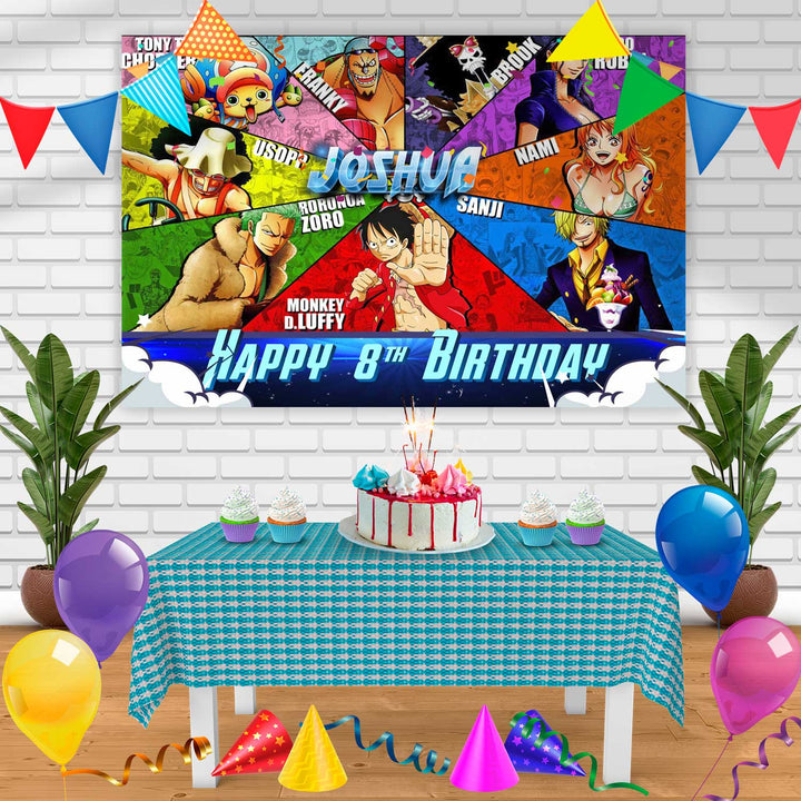 One Piece 1 Birthday Banner Personalized Party Backdrop Decoration