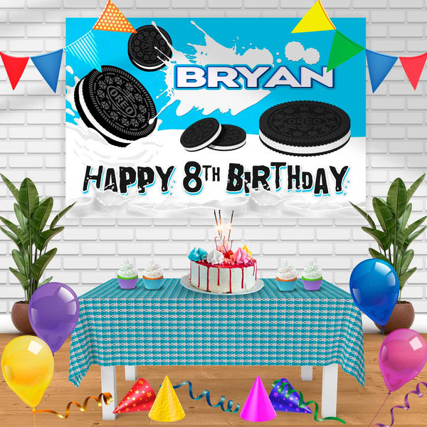 Oreo Cookies Birthday Banner Personalized Party Backdrop Decoration