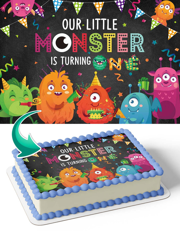 Our Little Monster is Turning One 1 Edible Cake Toppers