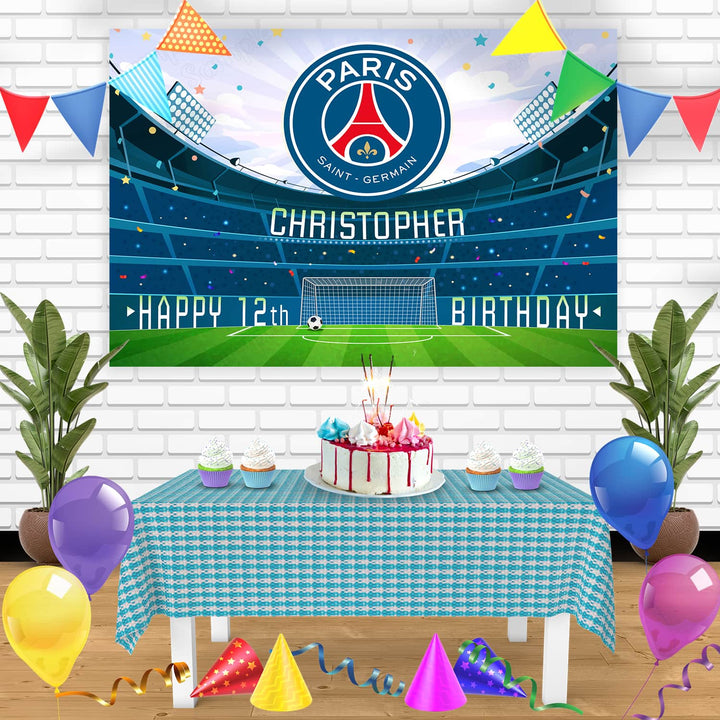 Paris SaintGermain FC Birthday Banner Personalized Party Backdrop Decoration