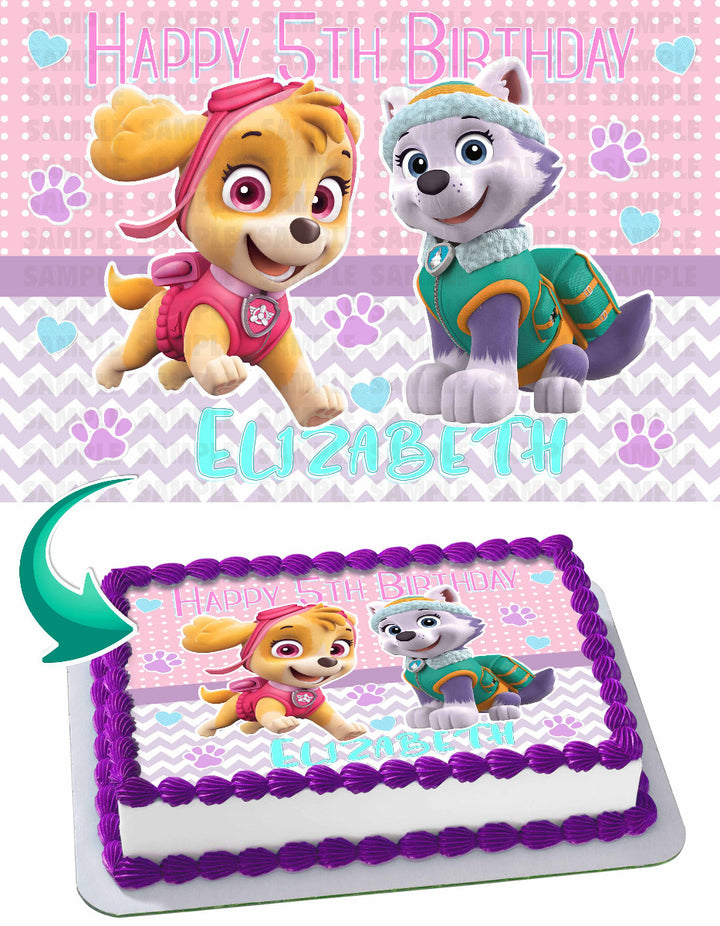 Paw Patrol Skye and Everest Edible Cake Toppers