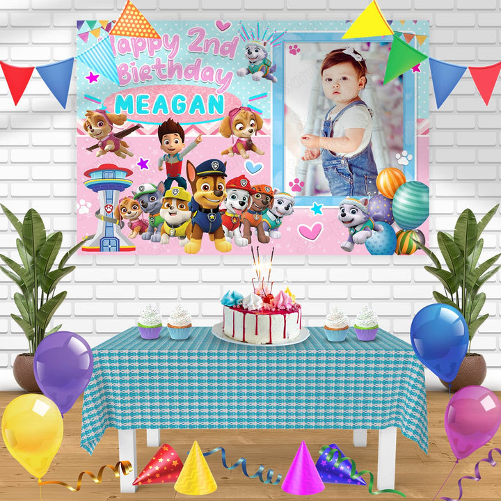 Paw Patrol Skye Pink Girls Frame Birthday Banner Personalized Party Backdrop Decoration