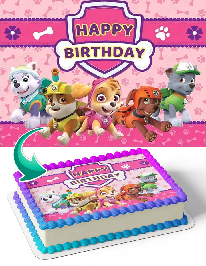 Paw Patrol Skye Pup and Friends Pink Purple GirlsPPS Edible Cake Toppers