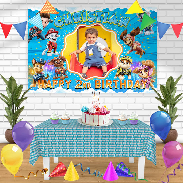 Paw Patrol The Movie Frame Birthday Banner Personalized Party Backdrop Decoration