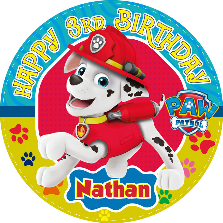 Paw Patrol MARSHALL Edible Cake Toppers Round